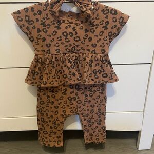 Leopard Print Baby Outfit with Headband